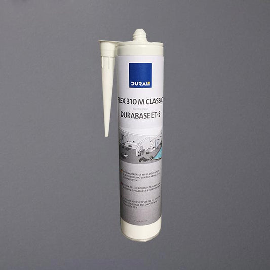 Kleb- und Dichstoff für Abdichtsystem in weißer Kartusche.