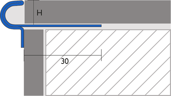 Bemaßte Zeichnung Florentiner Stufenprofil aus Edelstahl