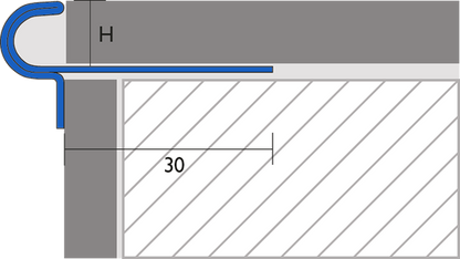 Bemaßte Zeichnung Florentiner Stufenprofil aus Edelstahl