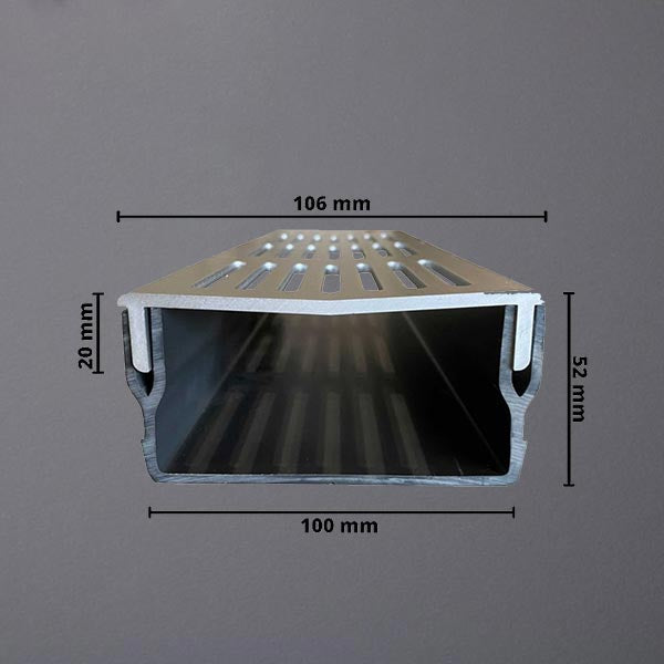 Entwässerungsrinne UD Pro 100 Rost silber bemaßt #F001135
#F001139
