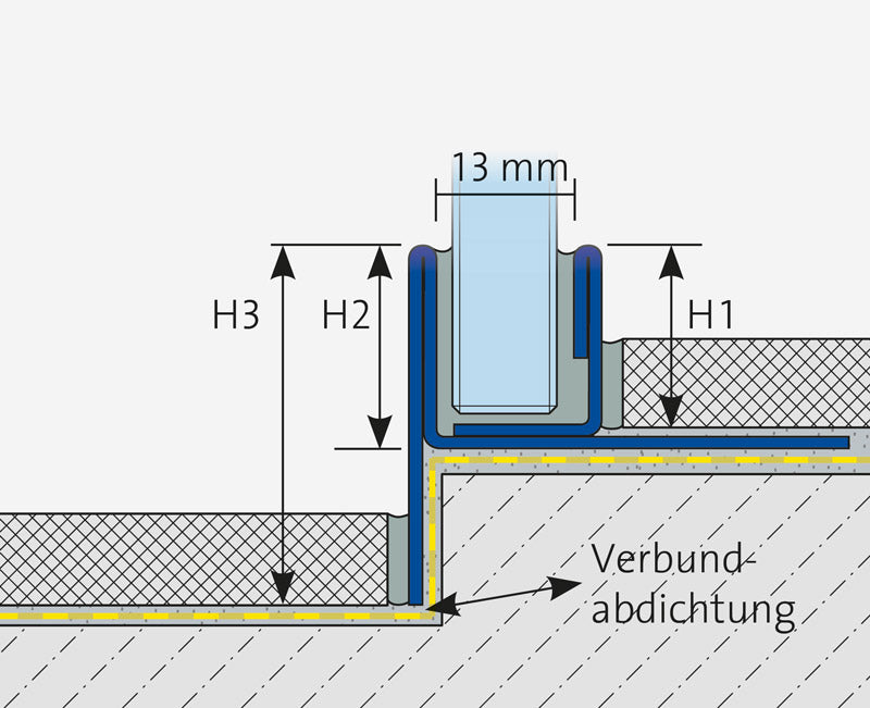 Gefällekeil Edelstahl zur Glasaufnahme rechts Zeichnung #F001092
#F001094
#F001096
#F001098