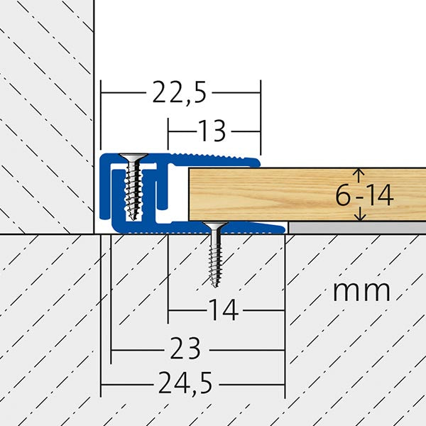Anpassungsprofil Aluminium verschraubbar bemaßte Zeichnung