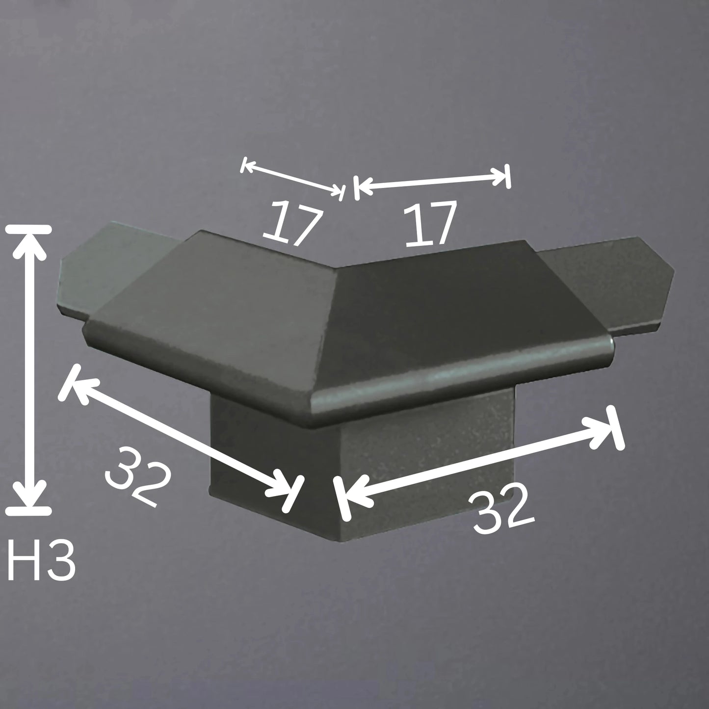 Außenecke Balkonwinkelprofil Tropfkante 18mm Blende bemaßt #F001199