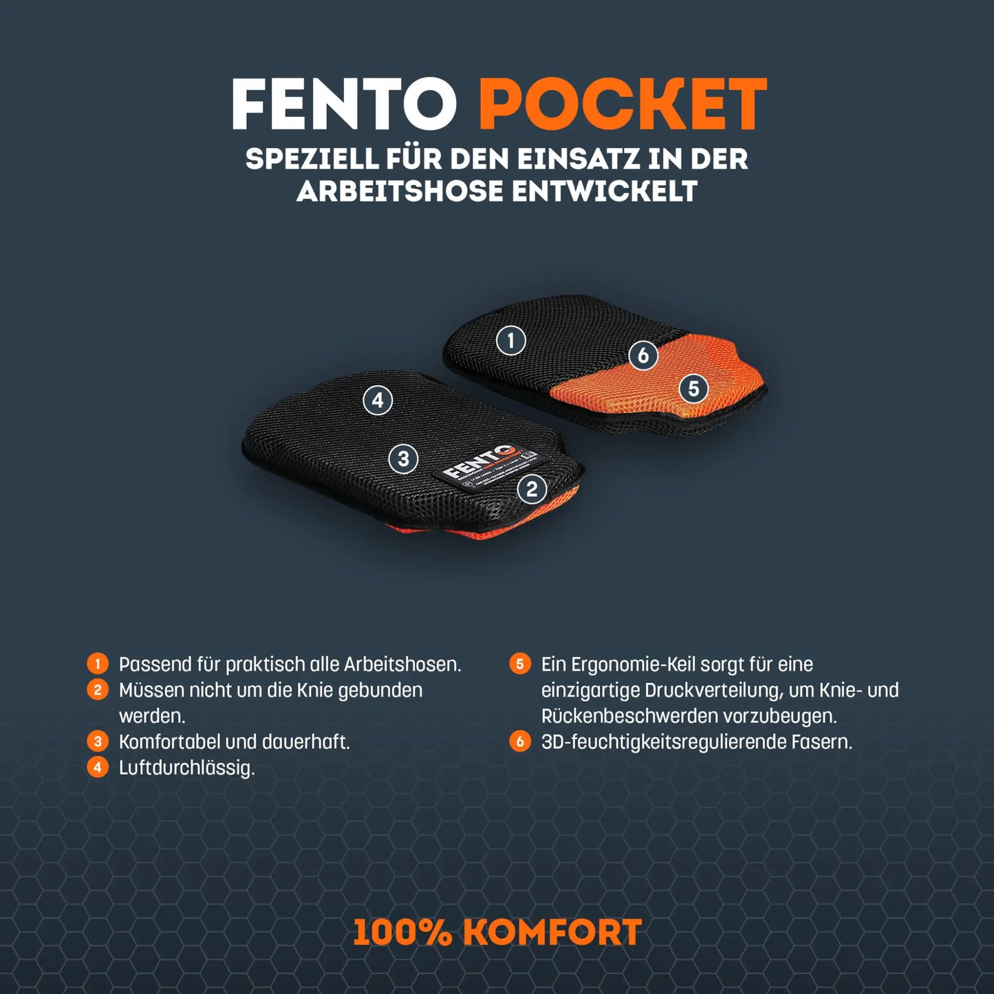 Info Banner für den Fento Pocket Knieschoner für die Arbeitshose