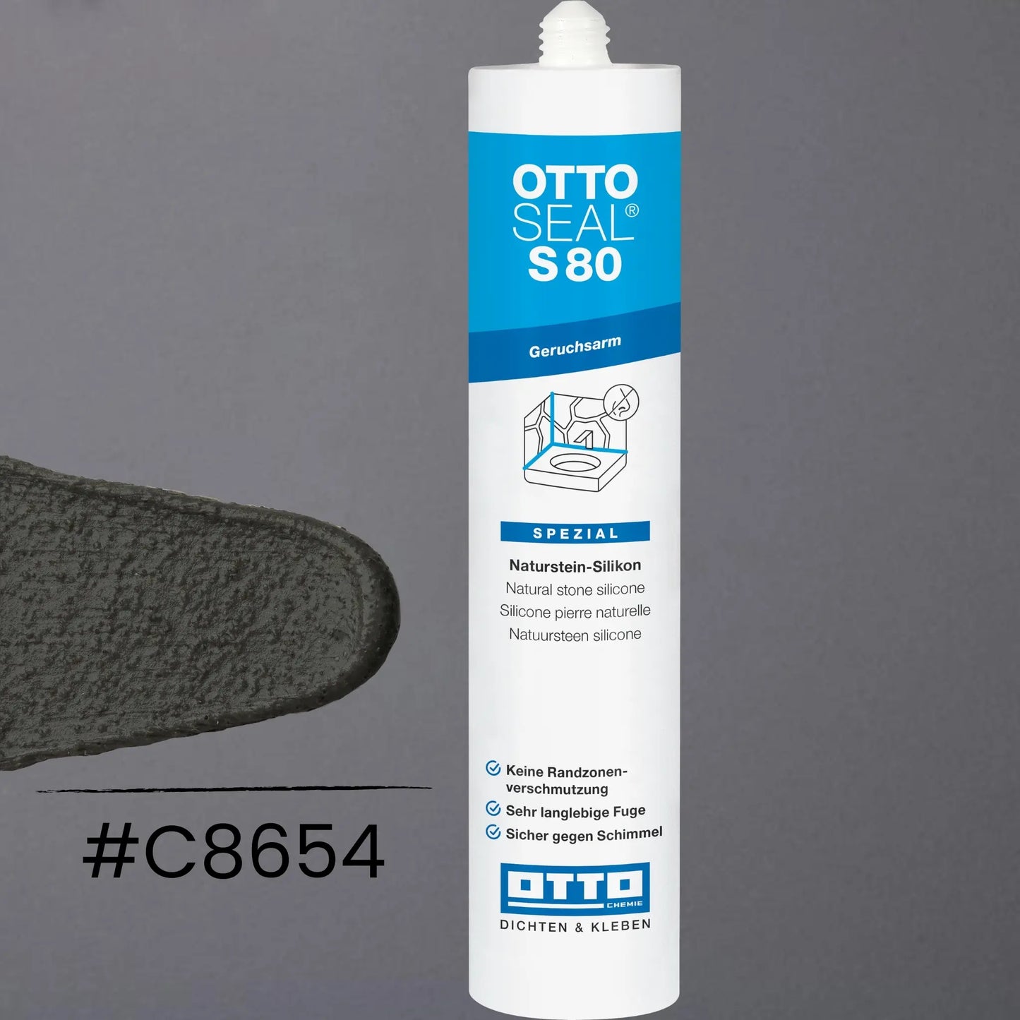 Produktbild OTTOSEAL S 80  - geruchsarmes Silikon matt gesandet betongrau C8654
#F005480
