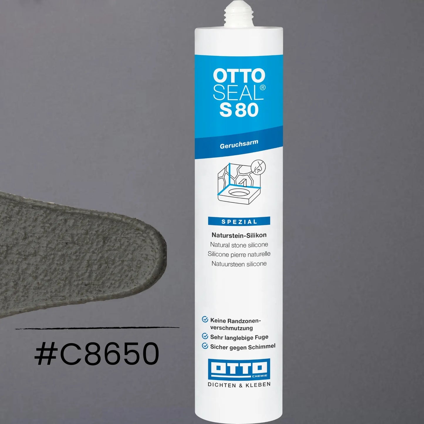 Produktbild OTTOSEAL S 80  - geruchsarmes Silikon matt gesandet sanitärgrau C8650
#F005478
