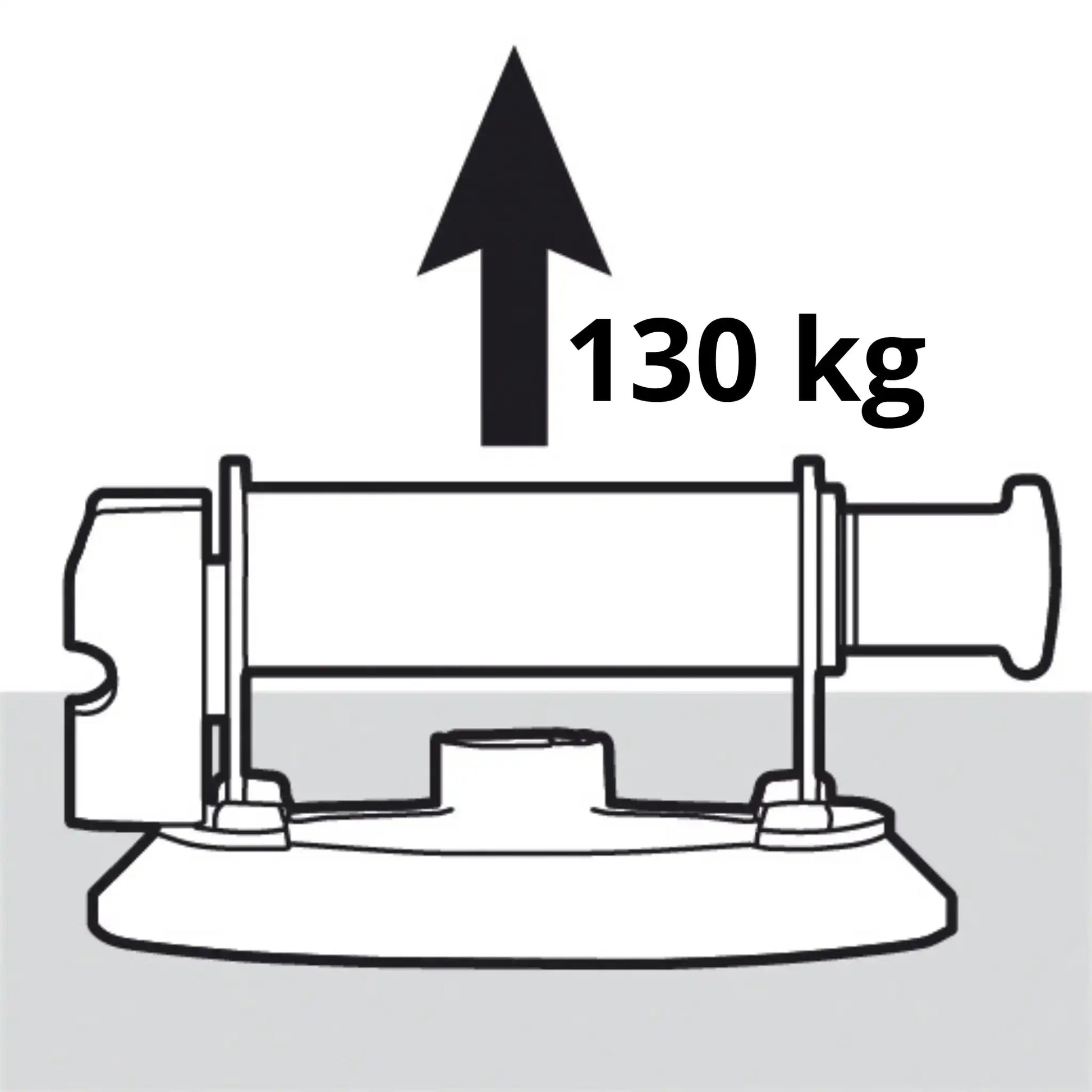 Zeichnung des Saughebers mit Angabe von 130kg Tragkraft
