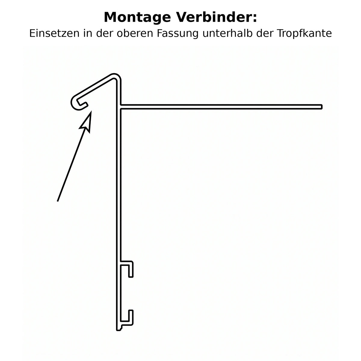 Veranschaulichung Montage Verbinder Balkonprofil mit Tropfkante