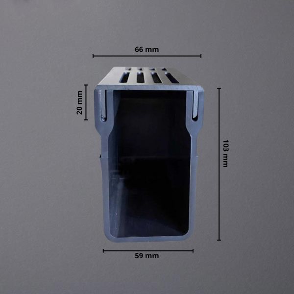 Entwässerungsrinne UD Pro 65 Rost silber bemaßt #F001147
#F001151