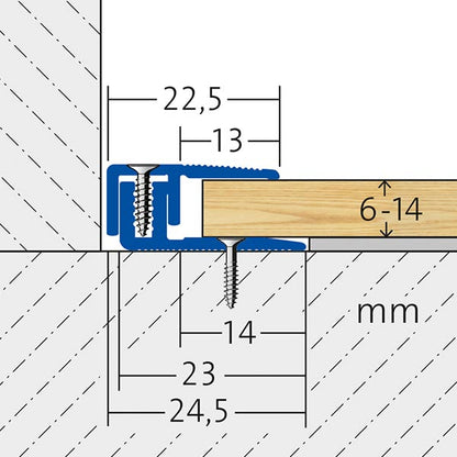 Anpassungsprofil Aluminium verschraubbar bemaßte Zeichnung
